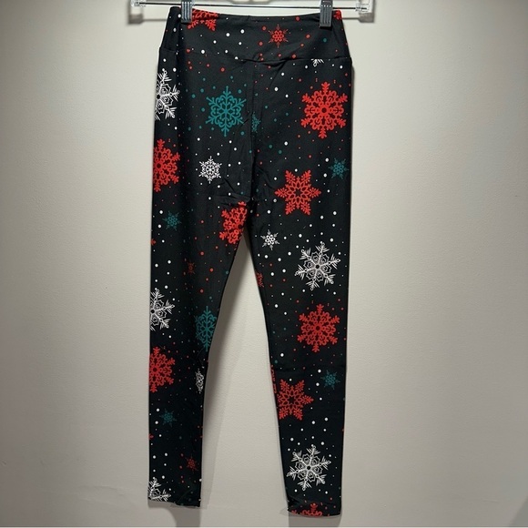 JR TWEEN NEW LulaRoe Soft Leggings One Size Juniors 8-16 Snowflakes Christmas - Picture 7 of 12
